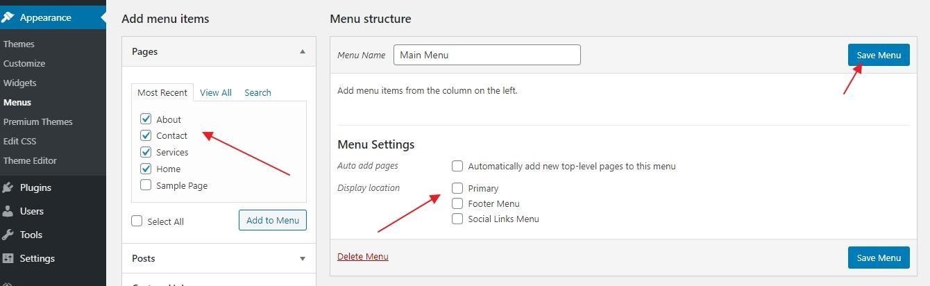 how to select and display menu