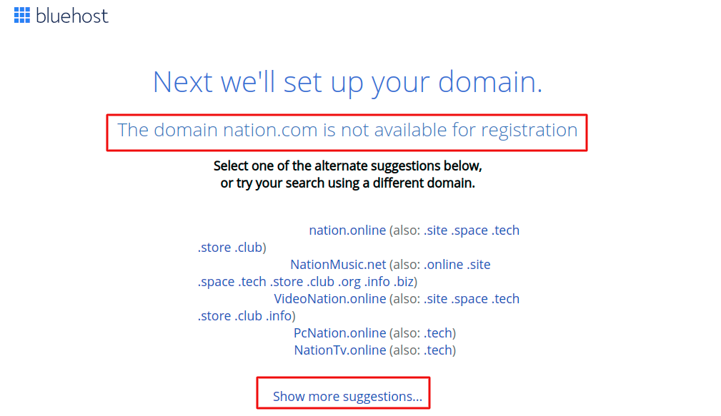 domain name not available