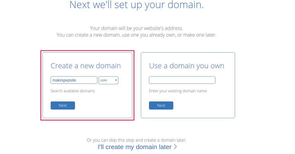 create a new domain